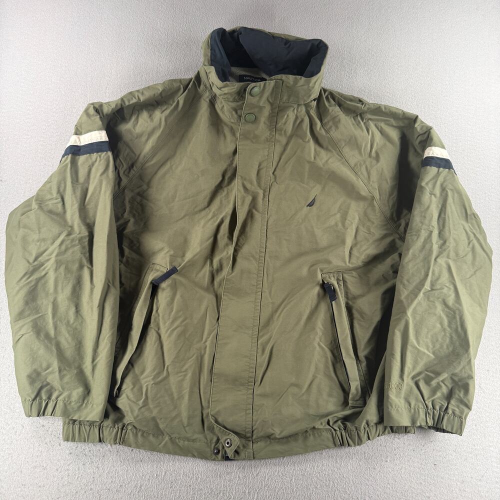 Nautica NX1000 Men's XL Olive Green Cotton Nylon Sailing Windbreaker Jacket